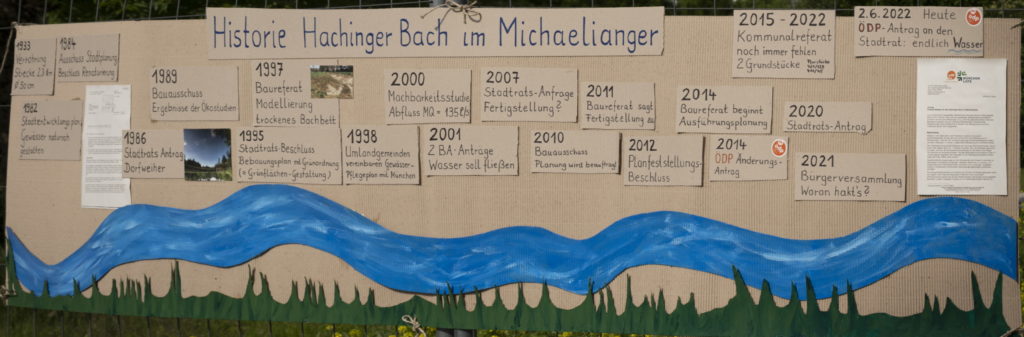 Plakat zur Historie des Hachinger Bachs im Michaelianger